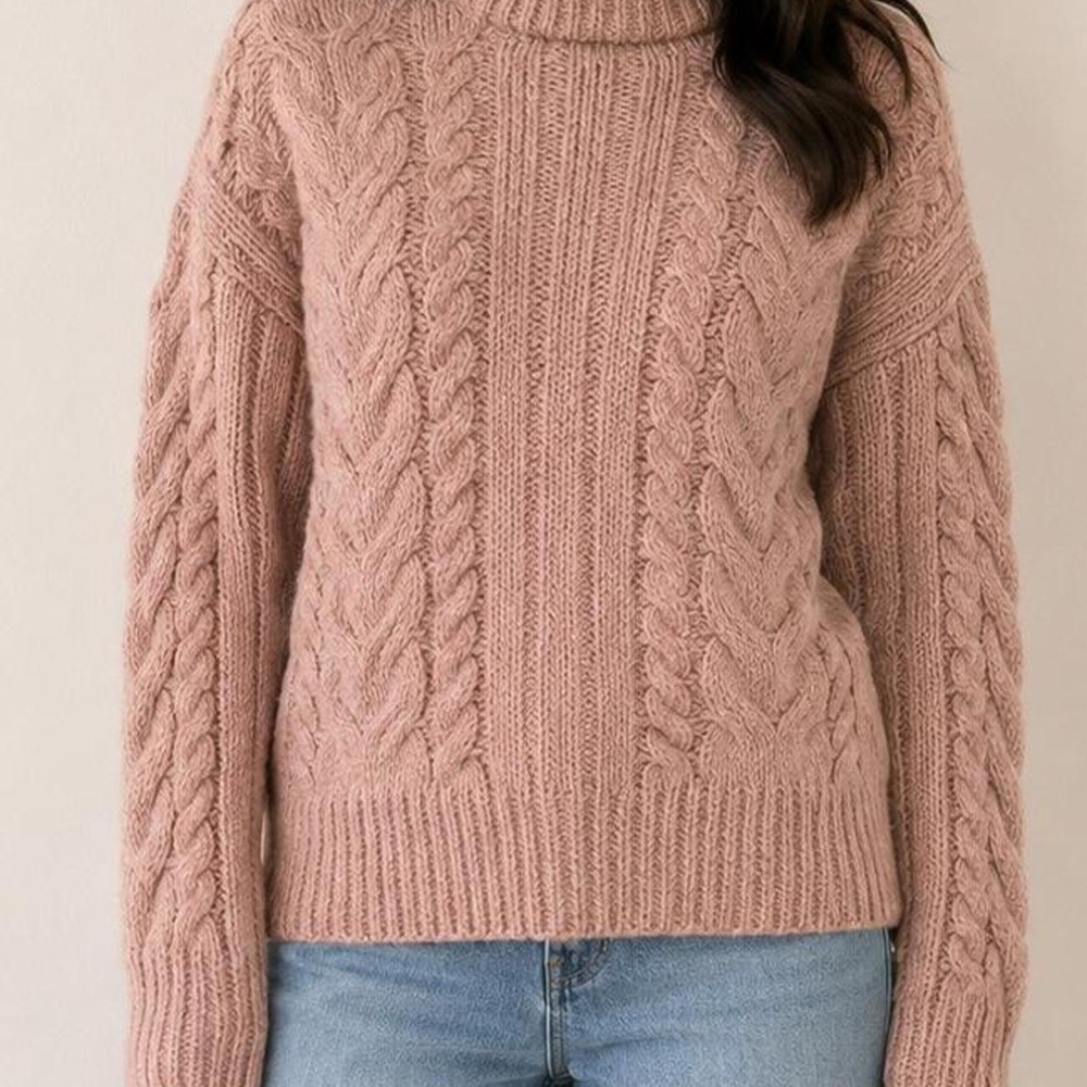A New Day Pink Cable Knit Turtleneck‎ Sweater